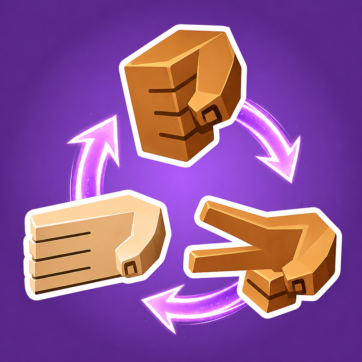 Rock Paper IO — rock, paper and scissors hands in a cycle